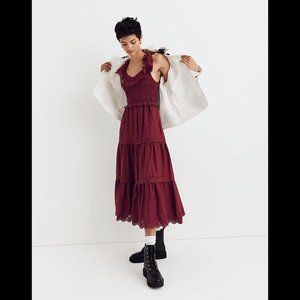 NWT Madewell Lucie Embroidered Cotton Midi Dress size 2 Vintage Mulberry